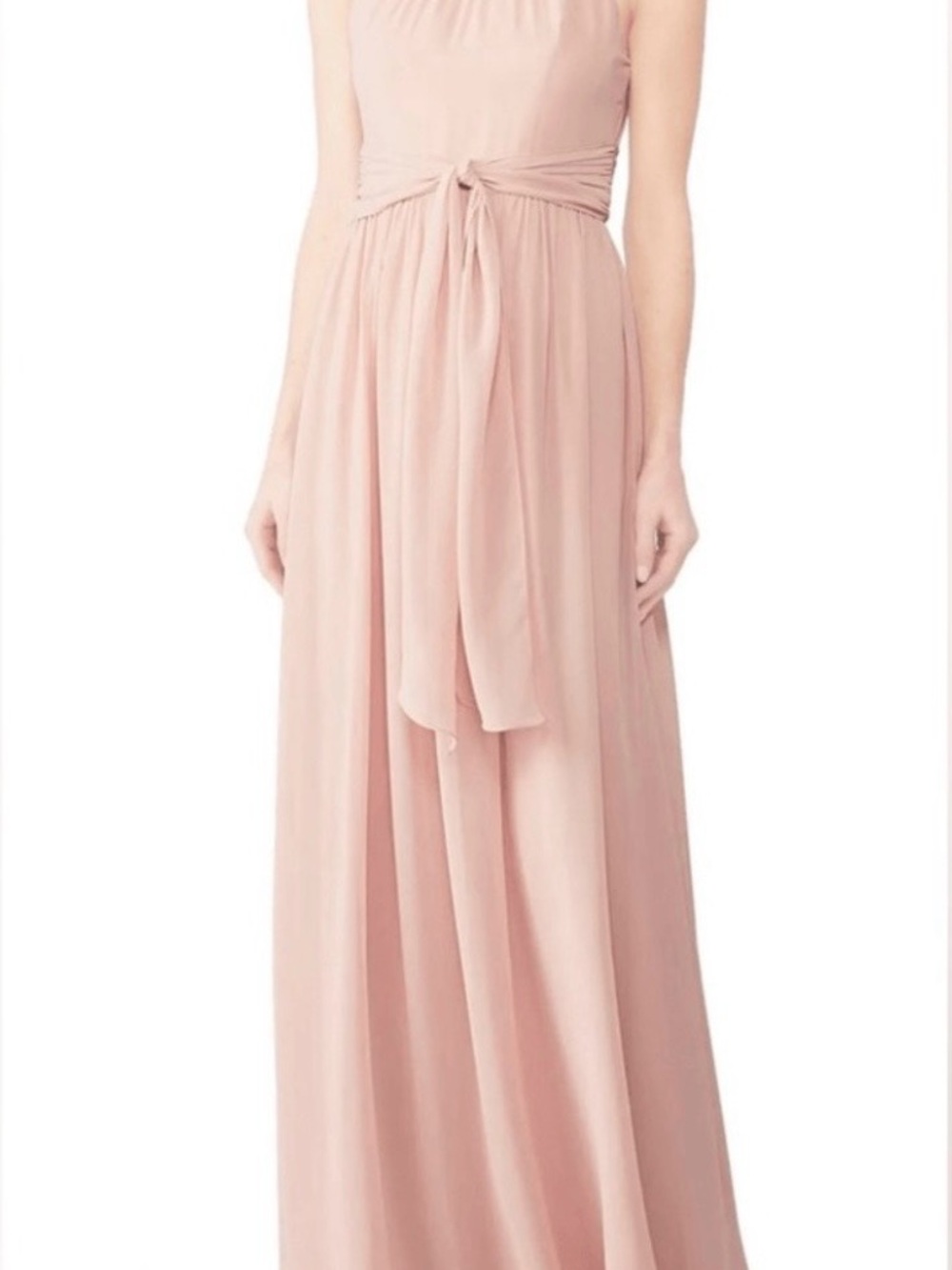 Monique Lhuillier Blush Chiffon Halter Maxi Gown Size 8